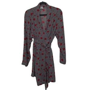 Nottibianche By Cabernet Black White Red Polka Dot Rose Robe L / XL
